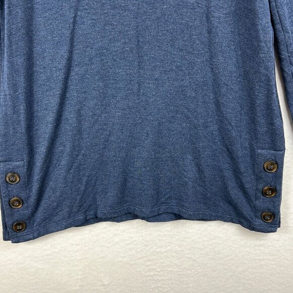 Chicos Womens Blue Heather Long Sleeve Sweater Size 0 Cowl Neck Pullover - Picture 5 of 14